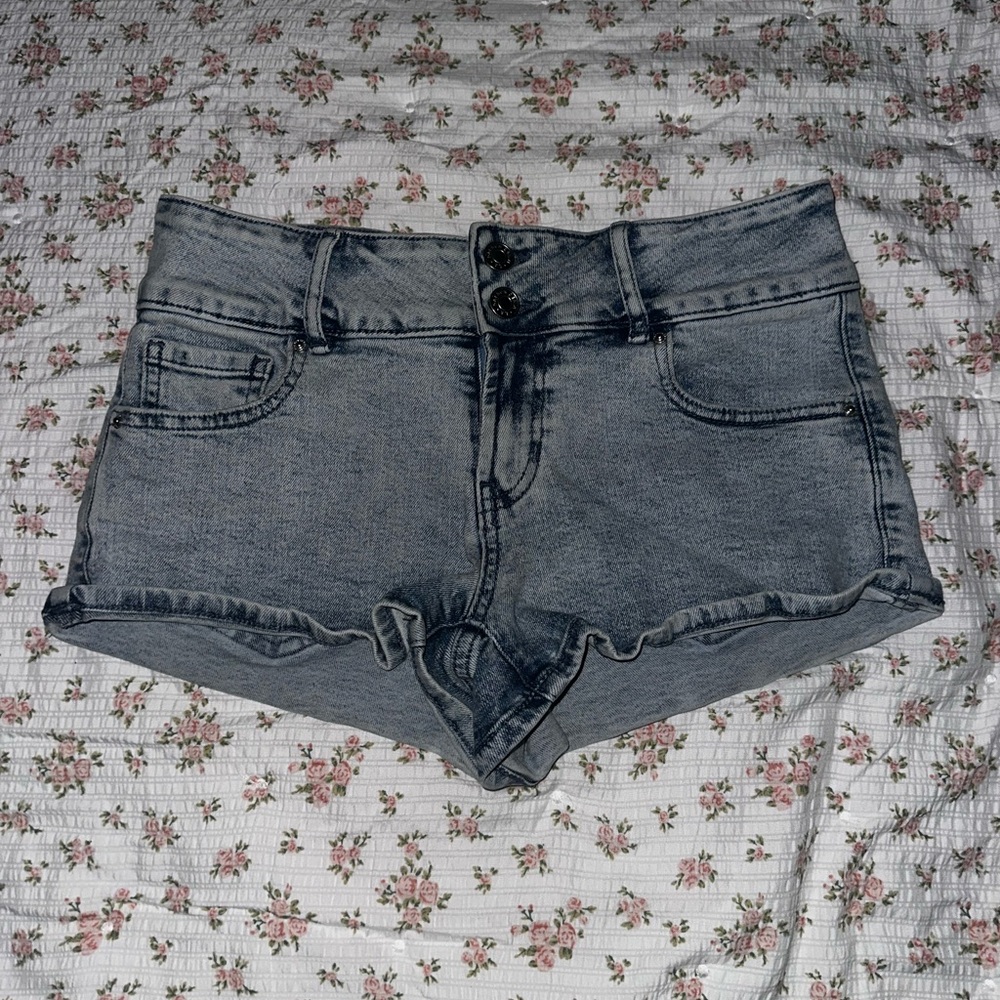 PacSun Women's Washed Light Blue High-Rise Denim Shorts